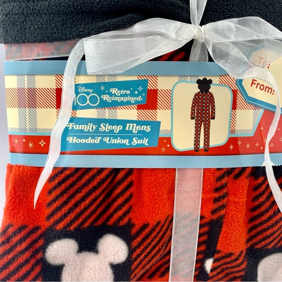 NWT Men’s Small Disney 100 Mickey Mouse Union Suit W/Ears Fleece Winter Pajamas - Picture 2 of 8